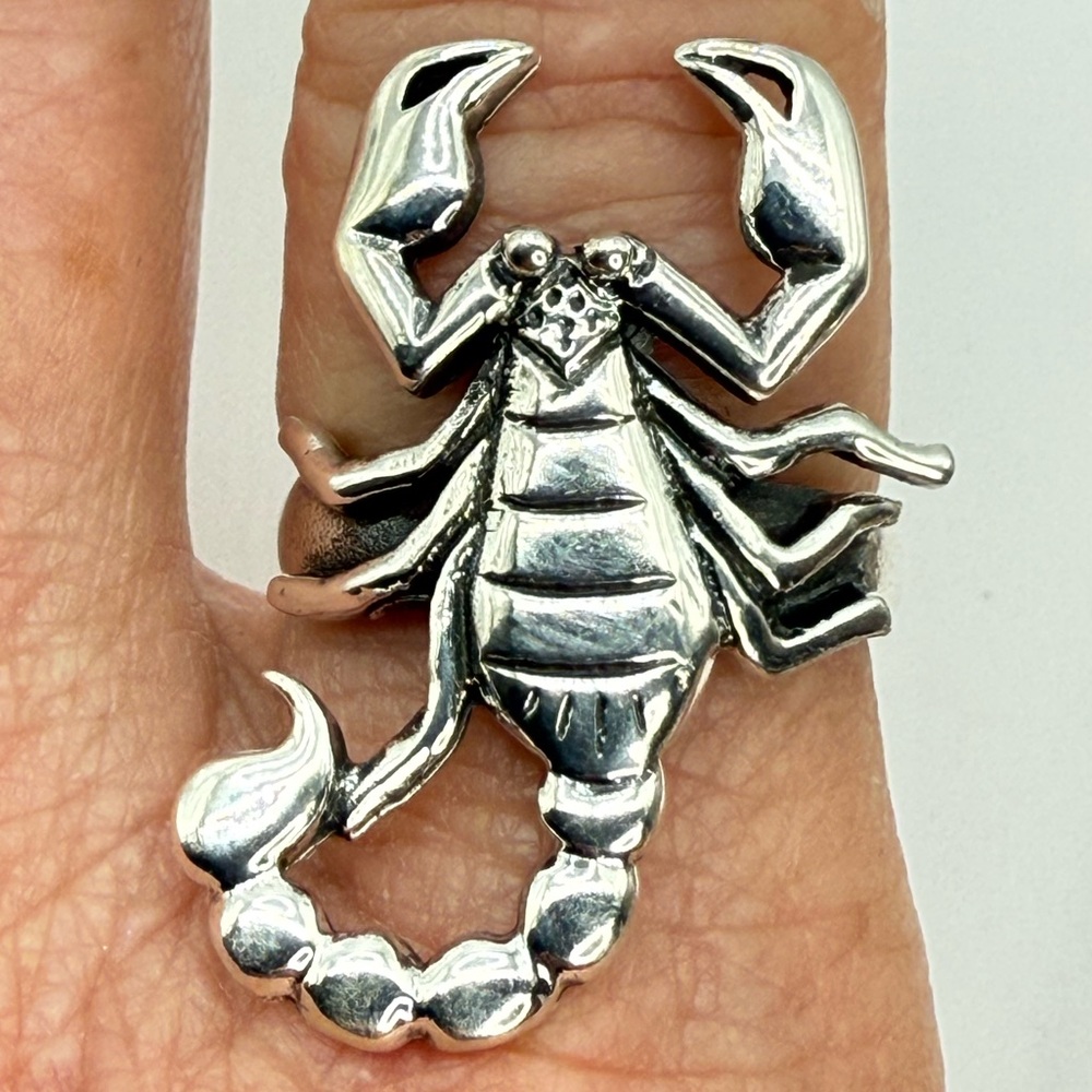 Vintage Navajo Sterling Silver Scorpion Statement Ring – Size 8.5, Signed “S”